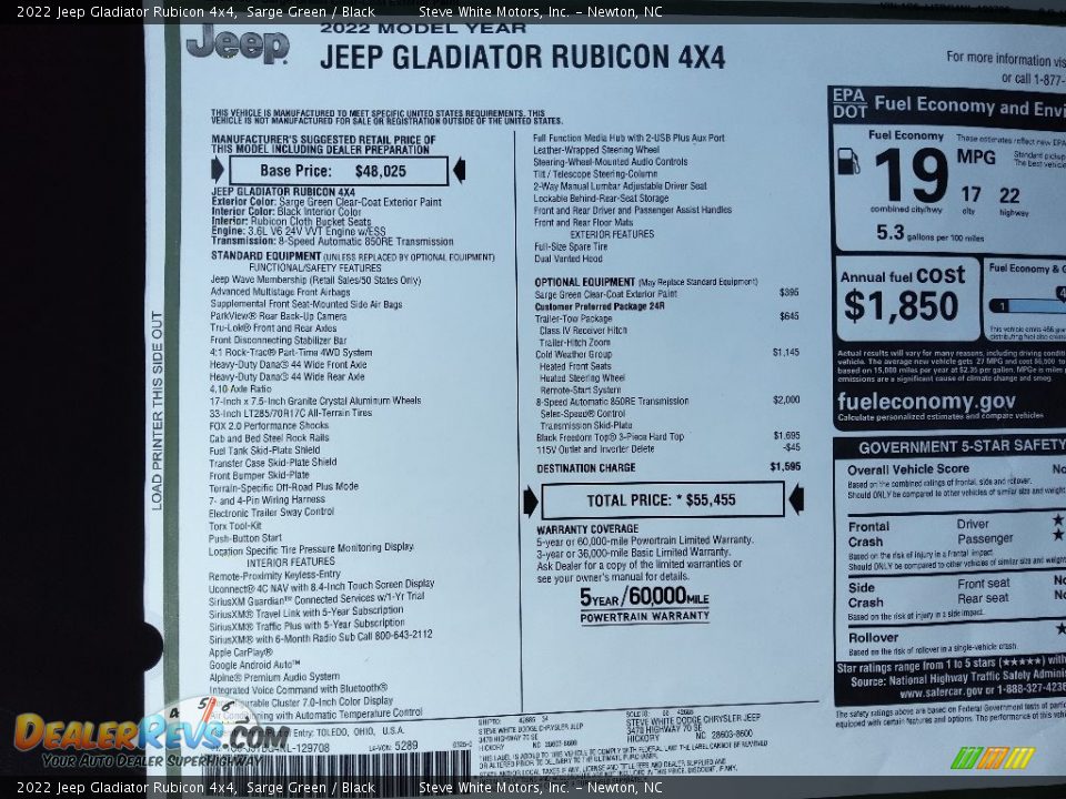 2022 Jeep Gladiator Rubicon 4x4 Sarge Green / Black Photo #30