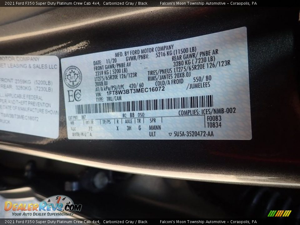 2021 Ford F350 Super Duty Platinum Crew Cab 4x4 Carbonized Gray / Black Photo #27