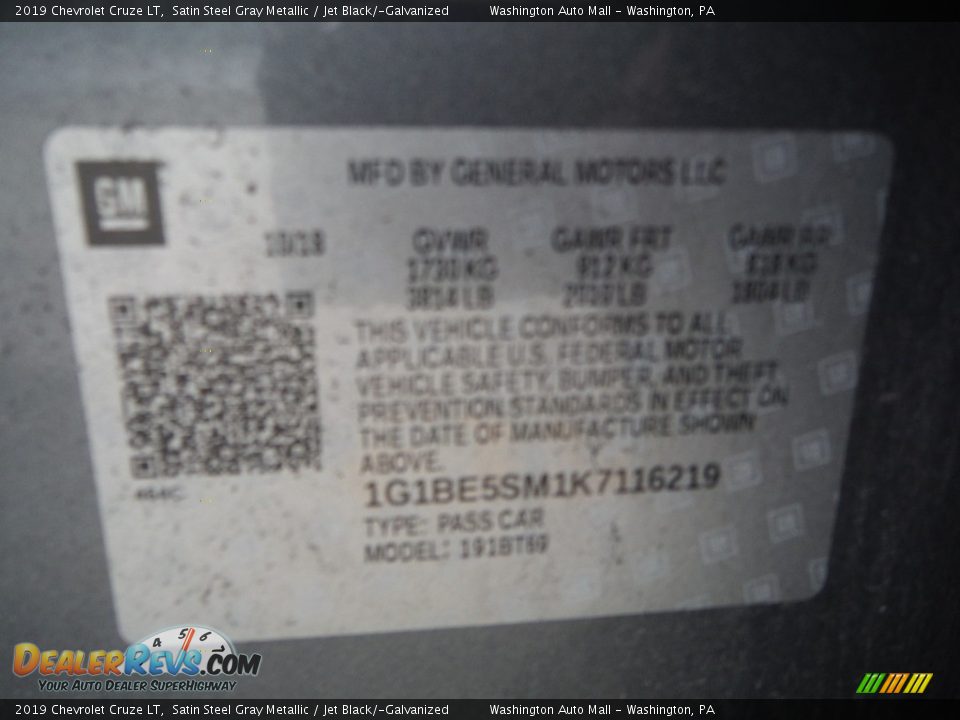 2019 Chevrolet Cruze LT Satin Steel Gray Metallic / Jet Black/­Galvanized Photo #25