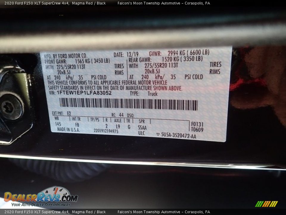 2020 Ford F150 XLT SuperCrew 4x4 Magma Red / Black Photo #27