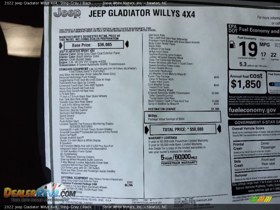 2022 Jeep Gladiator Willys 4x4 Sting-Gray / Black Photo #28