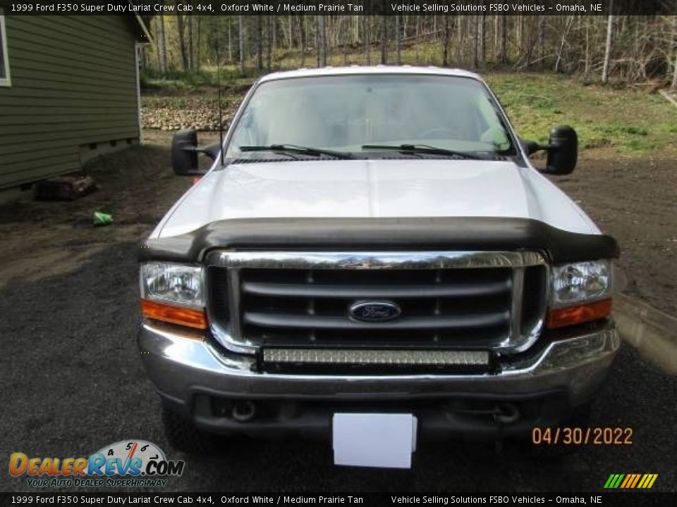 1999 Ford F350 Super Duty Lariat Crew Cab 4x4 Oxford White / Medium Prairie Tan Photo #6