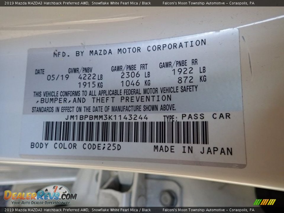 2019 Mazda MAZDA3 Hatchback Preferred AWD Snowflake White Pearl Mica / Black Photo #27