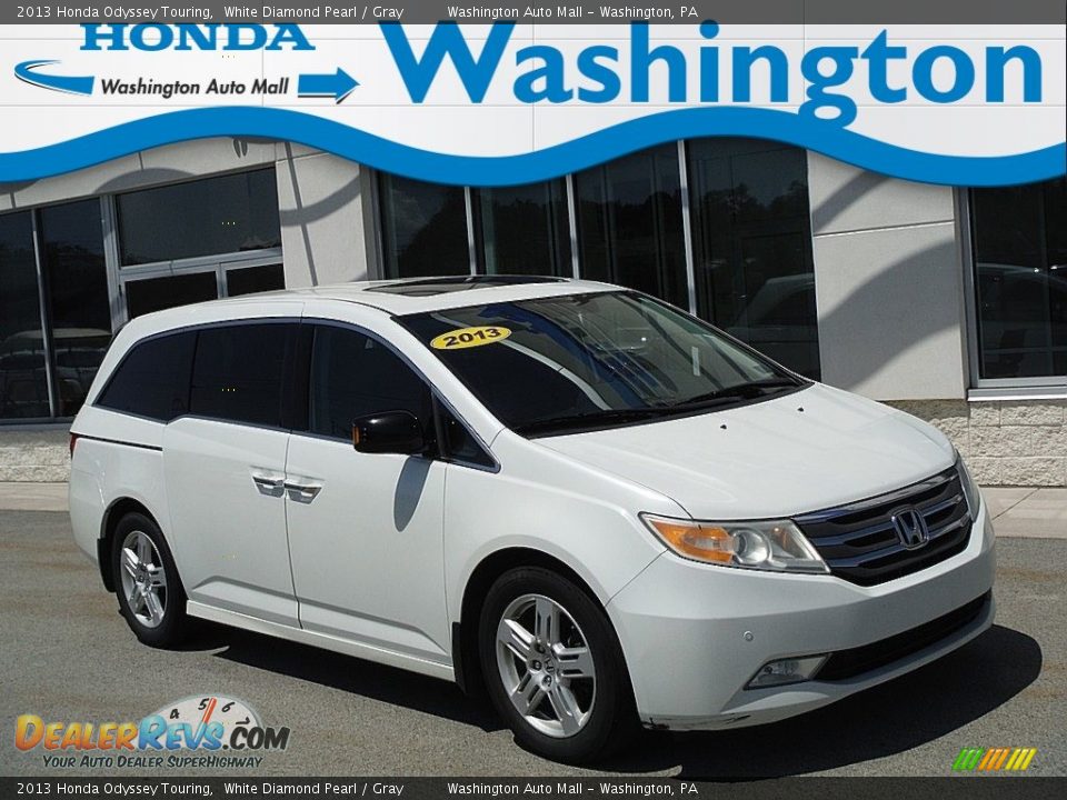 2013 Honda Odyssey Touring White Diamond Pearl / Gray Photo #1