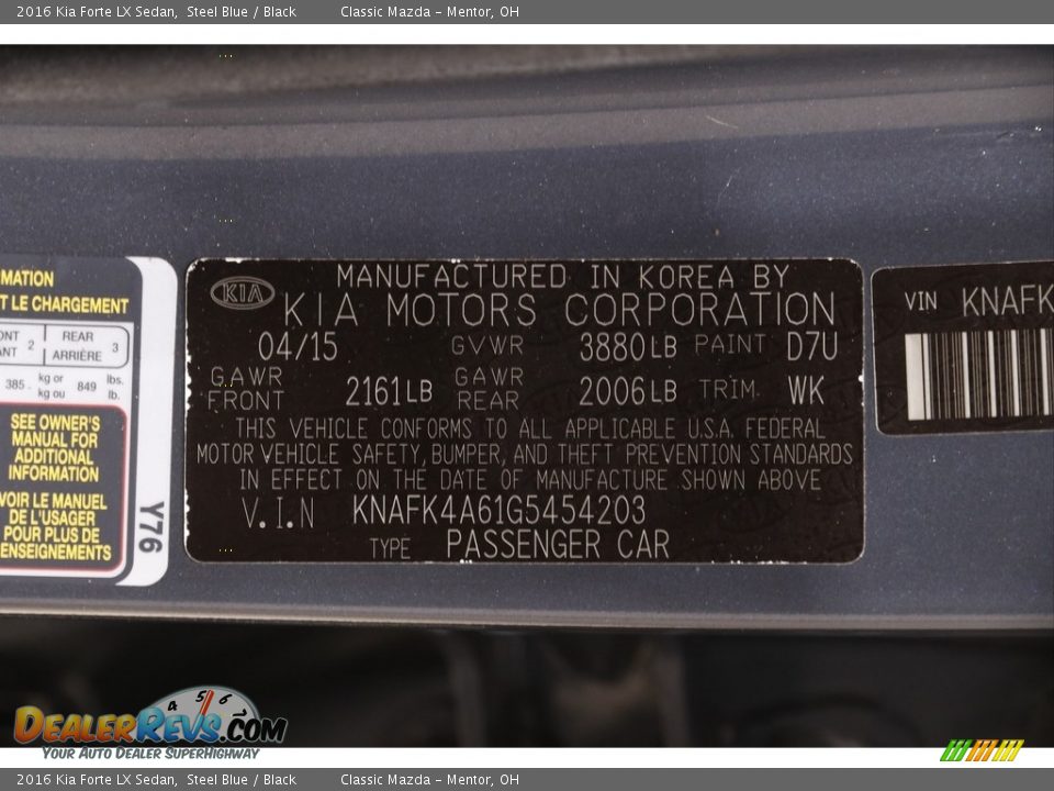 2016 Kia Forte LX Sedan Steel Blue / Black Photo #18