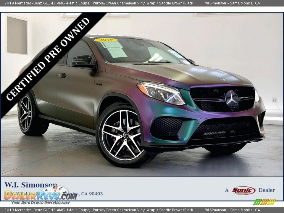 2019 Mercedes-Benz GLE 43 AMG 4Matic Coupe Purple/Green Chameleon Vinyl Wrap / Saddle Brown/Black Photo #1