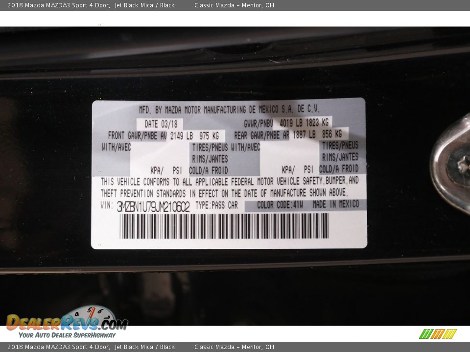 2018 Mazda MAZDA3 Sport 4 Door Jet Black Mica / Black Photo #20