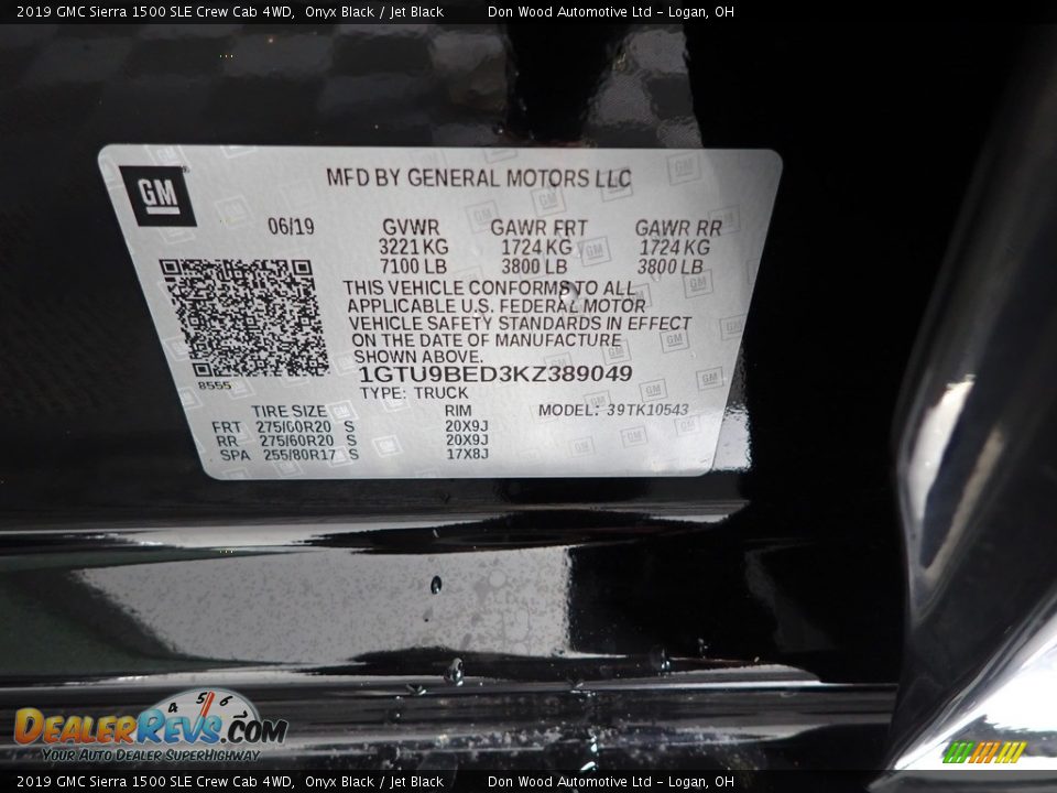 2019 GMC Sierra 1500 SLE Crew Cab 4WD Onyx Black / Jet Black Photo #35