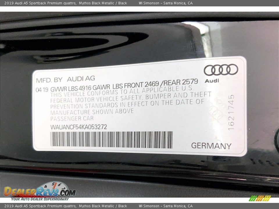 2019 Audi A5 Sportback Premium quattro Mythos Black Metallic / Black Photo #33