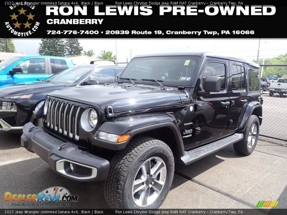 2022 Jeep Wrangler Unlimited Sahara 4x4 Black / Black Photo #1