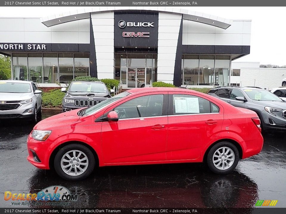 2017 Chevrolet Sonic LT Sedan Red Hot / Jet Black/Dark Titanium Photo #1