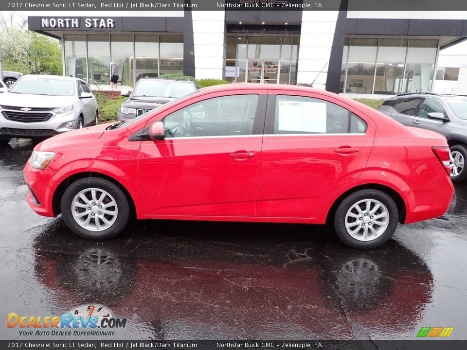 2017 Chevrolet Sonic LT Sedan Red Hot / Jet Black/Dark Titanium Photo #2