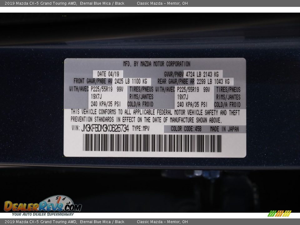 2019 Mazda CX-5 Grand Touring AWD Eternal Blue Mica / Black Photo #21