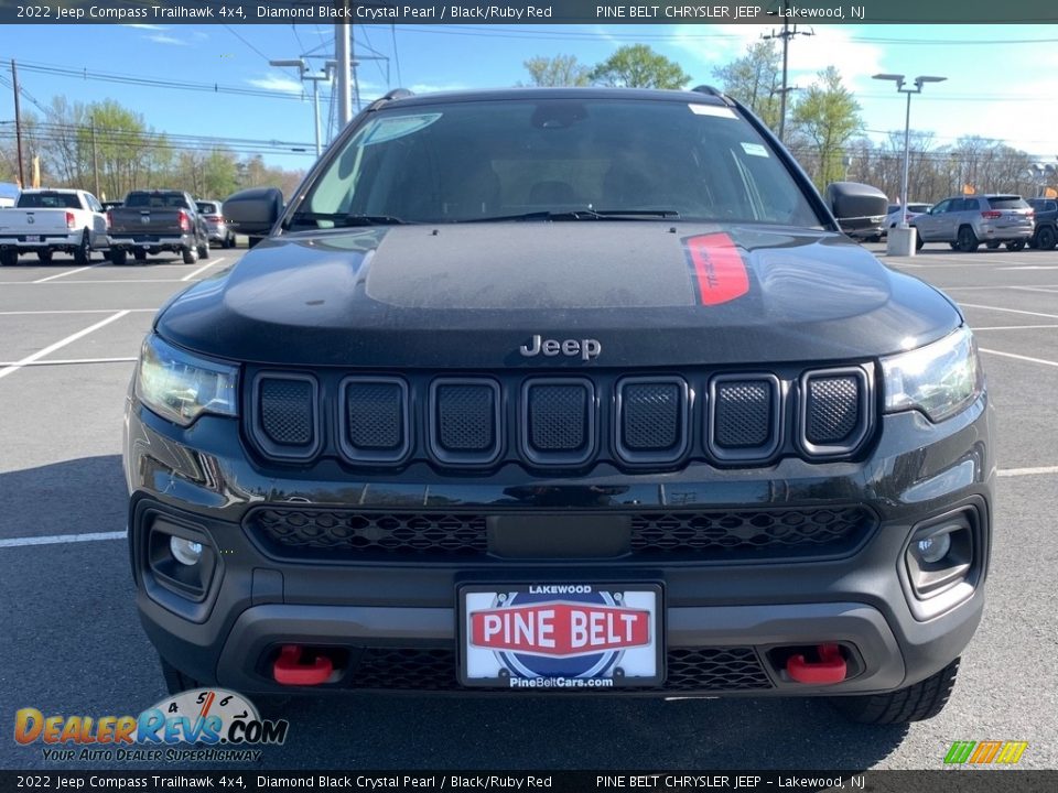 2022 Jeep Compass Trailhawk 4x4 Diamond Black Crystal Pearl / Black/Ruby Red Photo #3