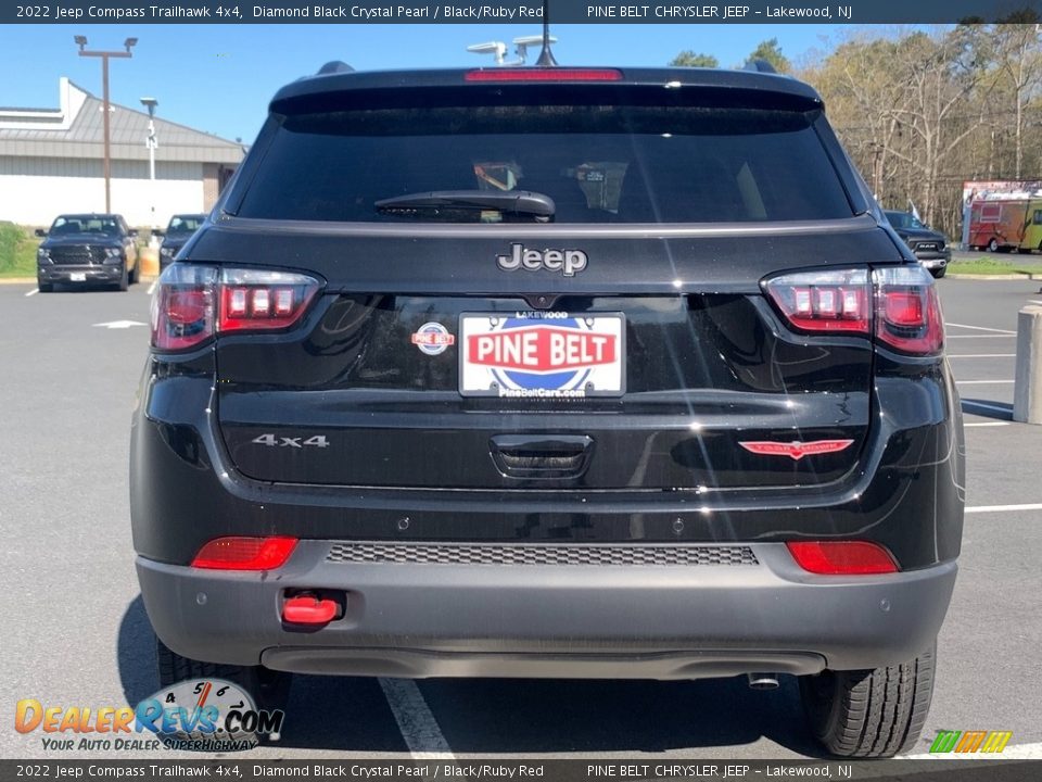 2022 Jeep Compass Trailhawk 4x4 Diamond Black Crystal Pearl / Black/Ruby Red Photo #7