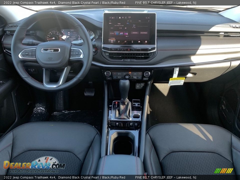 2022 Jeep Compass Trailhawk 4x4 Diamond Black Crystal Pearl / Black/Ruby Red Photo #12
