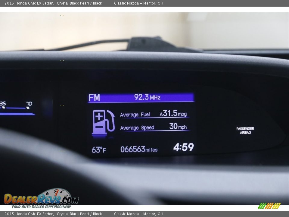 2015 Honda Civic EX Sedan Crystal Black Pearl / Black Photo #12