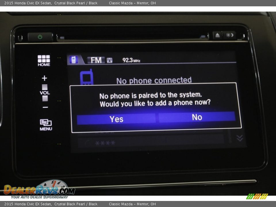 2015 Honda Civic EX Sedan Crystal Black Pearl / Black Photo #14
