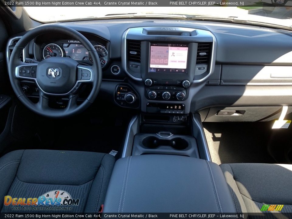 Dashboard of 2022 Ram 1500 Big Horn Night Edition Crew Cab 4x4 Photo #12