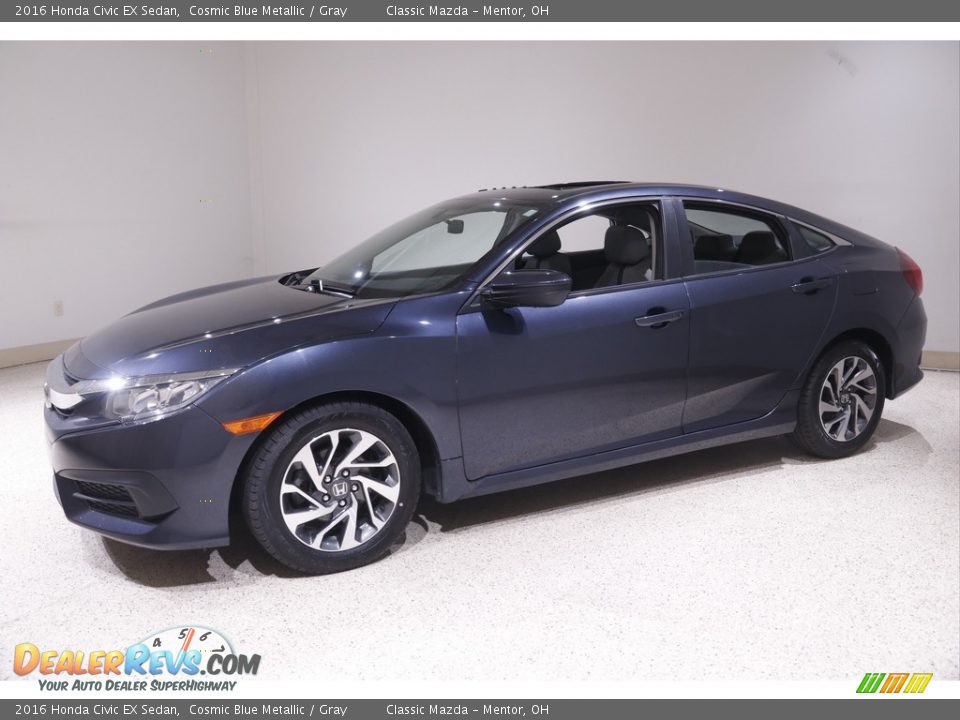 2016 Honda Civic EX Sedan Cosmic Blue Metallic / Gray Photo #3