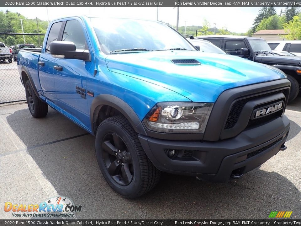 2020 Ram 1500 Classic Warlock Quad Cab 4x4 Hydro Blue Pearl / Black/Diesel Gray Photo #3