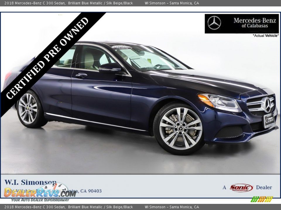 2018 Mercedes-Benz C 300 Sedan Brilliant Blue Metallic / Silk Beige/Black Photo #1