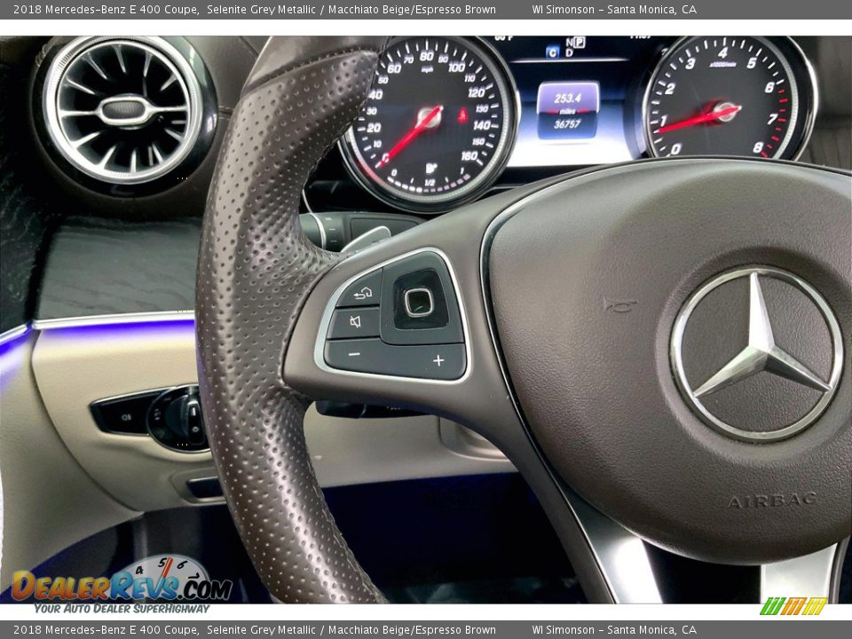 2018 Mercedes-Benz E 400 Coupe Selenite Grey Metallic / Macchiato Beige/Espresso Brown Photo #21