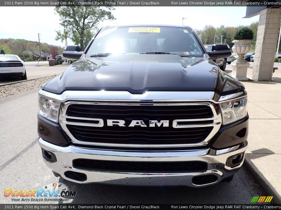 2021 Ram 1500 Big Horn Quad Cab 4x4 Diamond Black Crystal Pearl / Diesel Gray/Black Photo #3