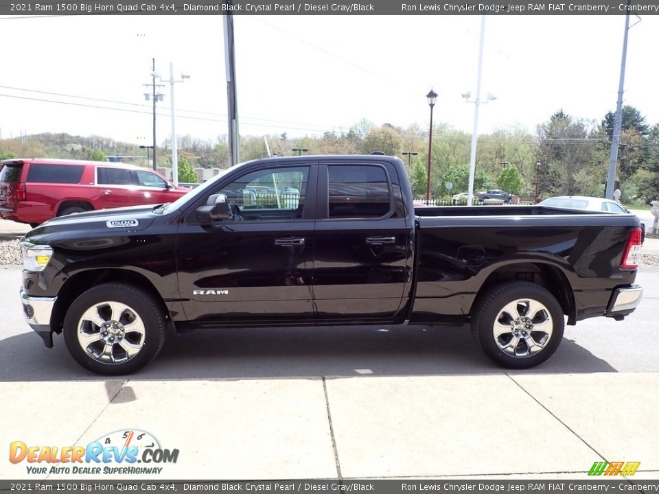 2021 Ram 1500 Big Horn Quad Cab 4x4 Diamond Black Crystal Pearl / Diesel Gray/Black Photo #5