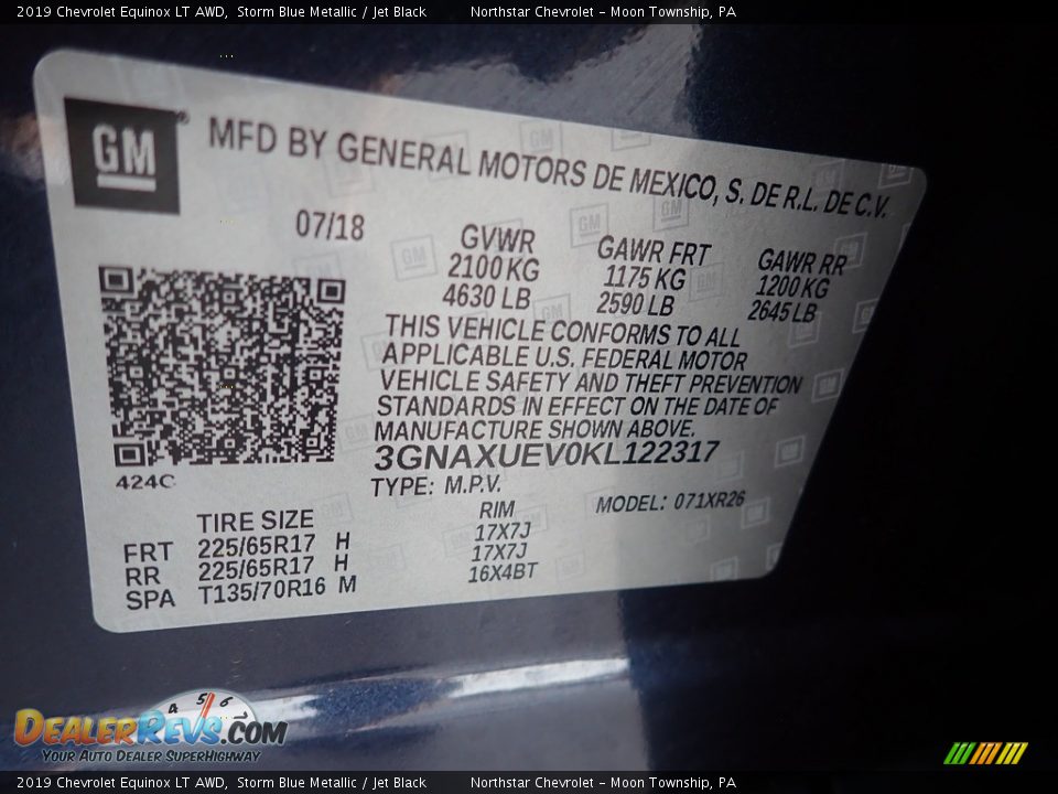 2019 Chevrolet Equinox LT AWD Storm Blue Metallic / Jet Black Photo #28