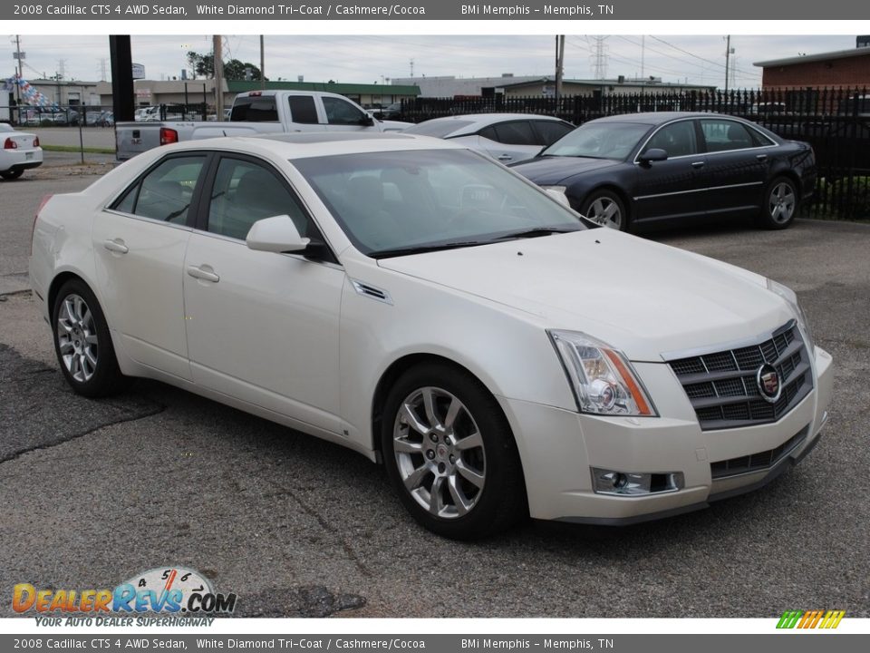 2008 Cadillac CTS 4 AWD Sedan White Diamond Tri-Coat / Cashmere/Cocoa Photo #7