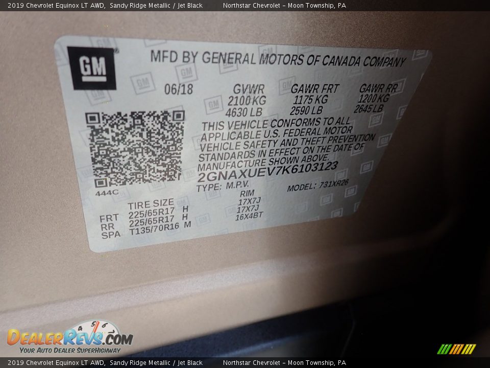 2019 Chevrolet Equinox LT AWD Sandy Ridge Metallic / Jet Black Photo #28