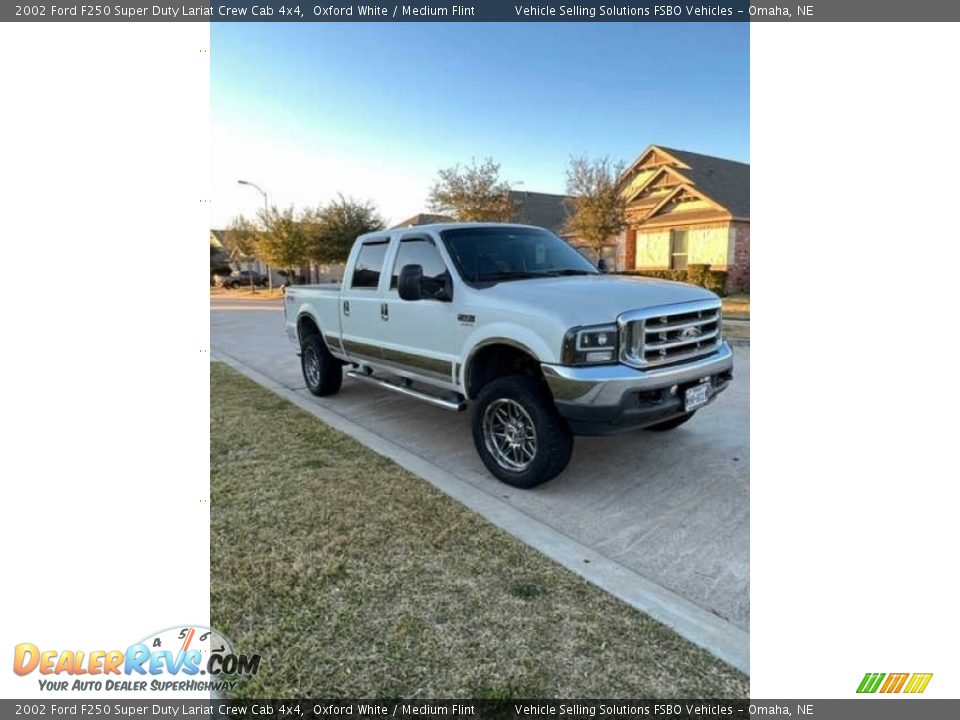 2002 Ford F250 Super Duty Lariat Crew Cab 4x4 Oxford White / Medium Flint Photo #9