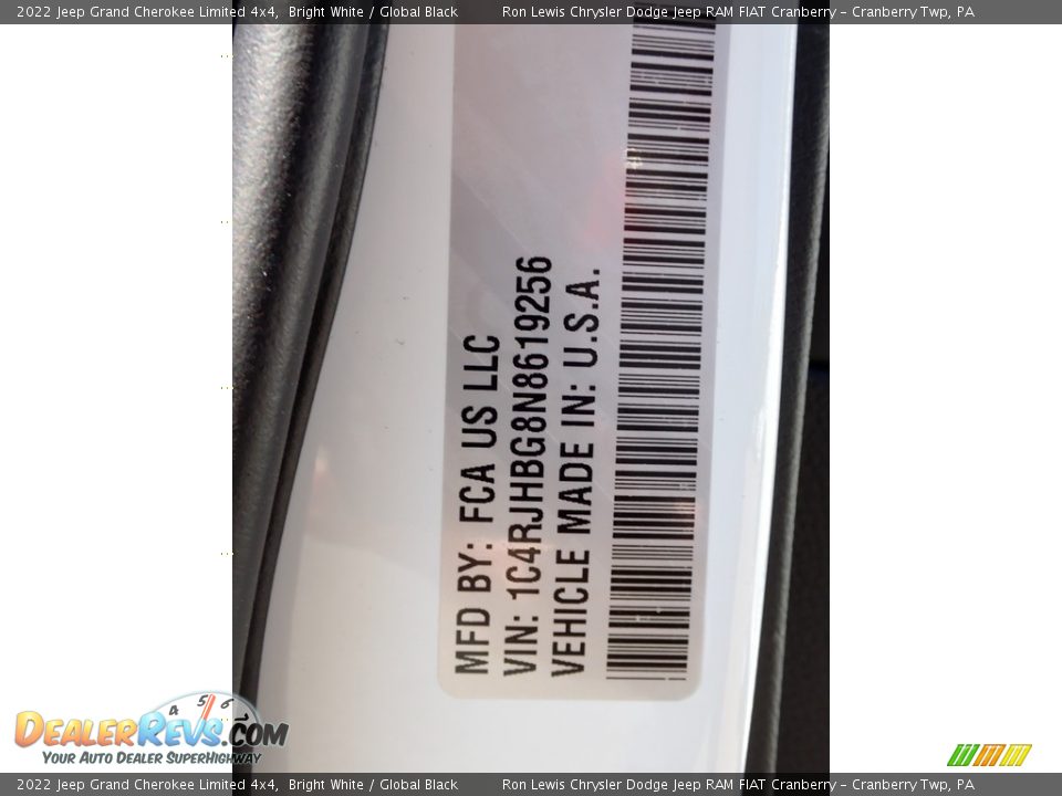 2022 Jeep Grand Cherokee Limited 4x4 Bright White / Global Black Photo #20