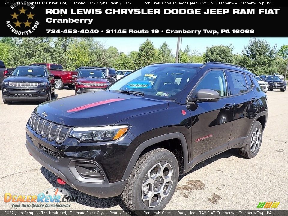 2022 Jeep Compass Trailhawk 4x4 Diamond Black Crystal Pearl / Black Photo #1