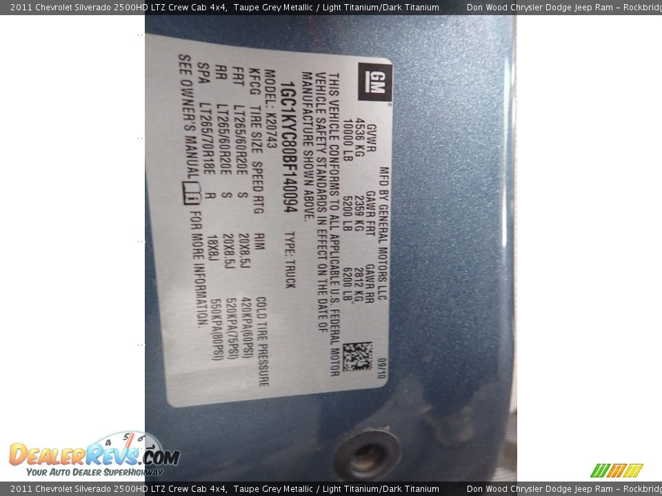 2011 Chevrolet Silverado 2500HD LTZ Crew Cab 4x4 Taupe Grey Metallic / Light Titanium/Dark Titanium Photo #35