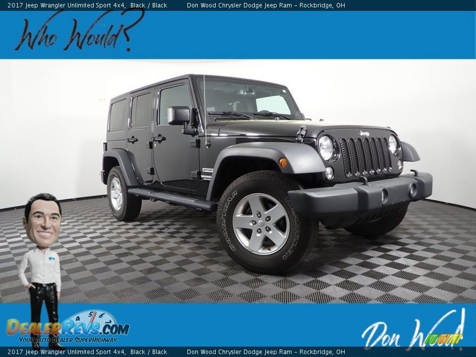 2017 Jeep Wrangler Unlimited Sport 4x4 Black / Black Photo #1