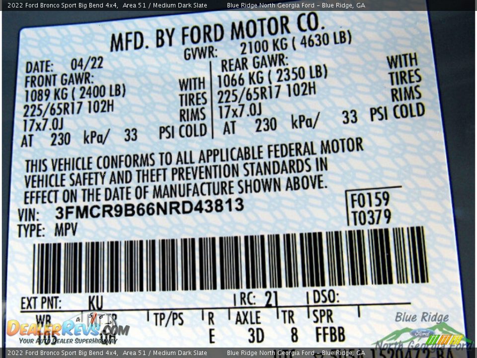 2022 Ford Bronco Sport Big Bend 4x4 Area 51 / Medium Dark Slate Photo #23