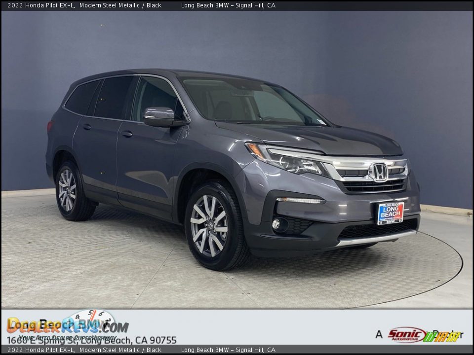 2022 Honda Pilot EX-L Modern Steel Metallic / Black Photo #1