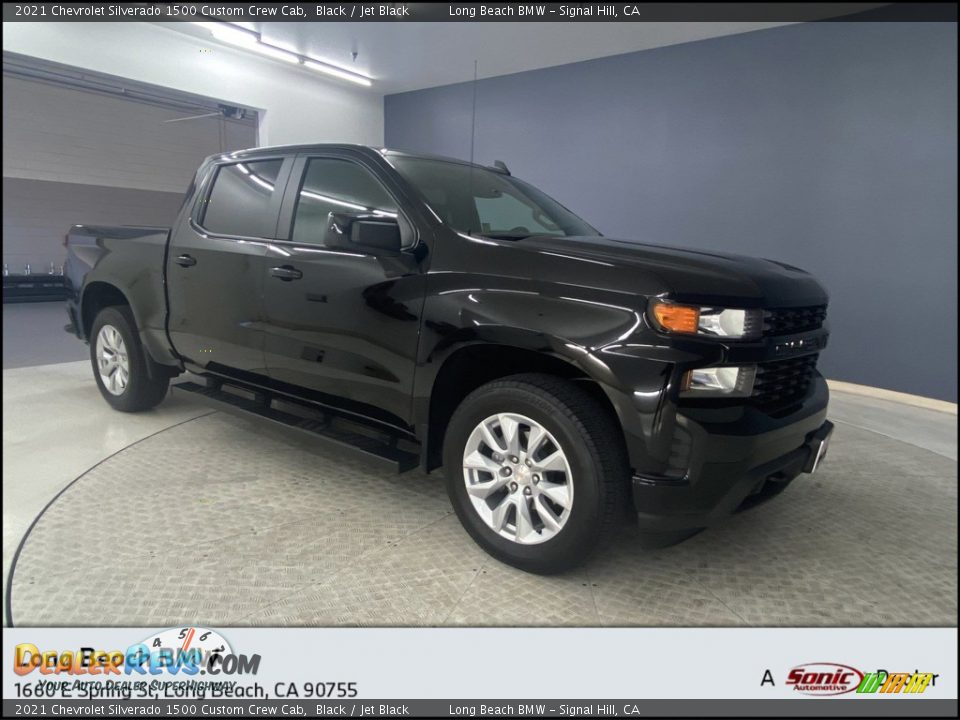 2021 Chevrolet Silverado 1500 Custom Crew Cab Black / Jet Black Photo #1