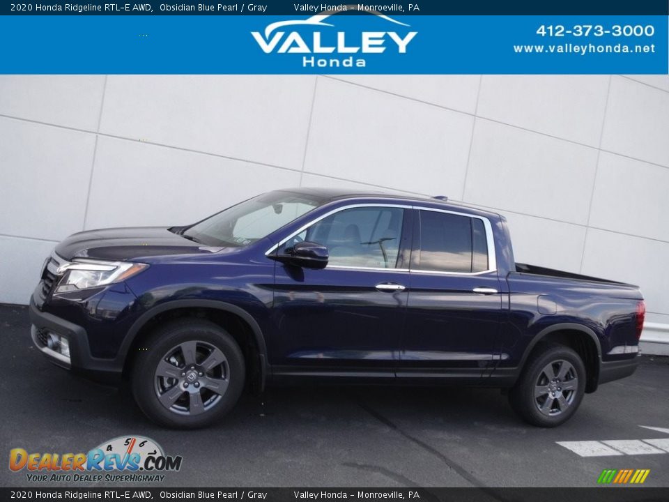 2020 Honda Ridgeline RTL-E AWD Obsidian Blue Pearl / Gray Photo #2