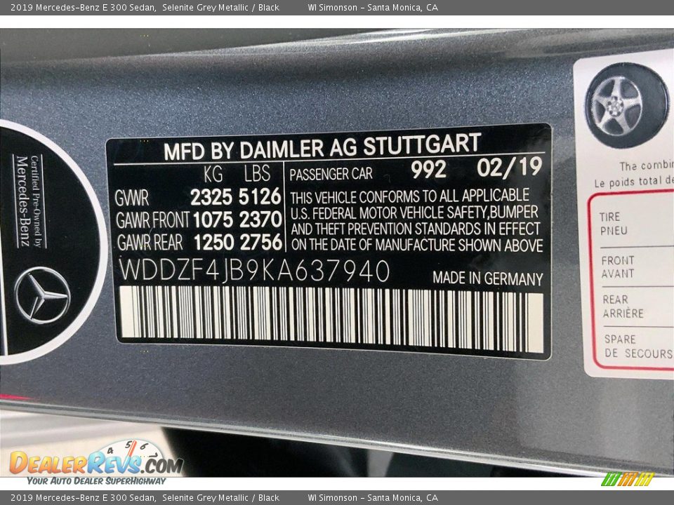 2019 Mercedes-Benz E 300 Sedan Selenite Grey Metallic / Black Photo #33