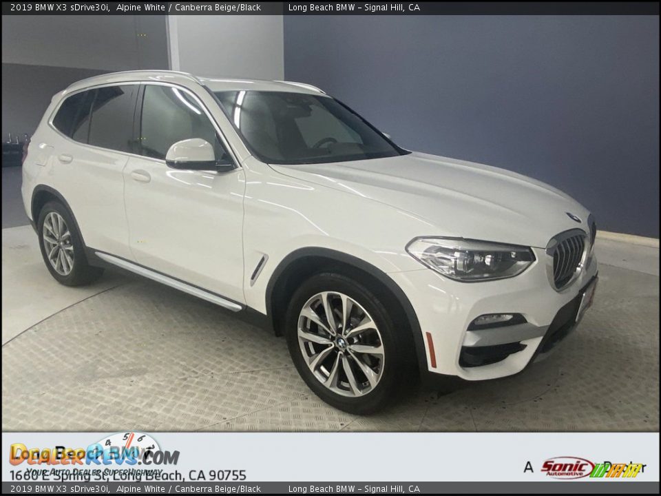 2019 BMW X3 sDrive30i Alpine White / Canberra Beige/Black Photo #1