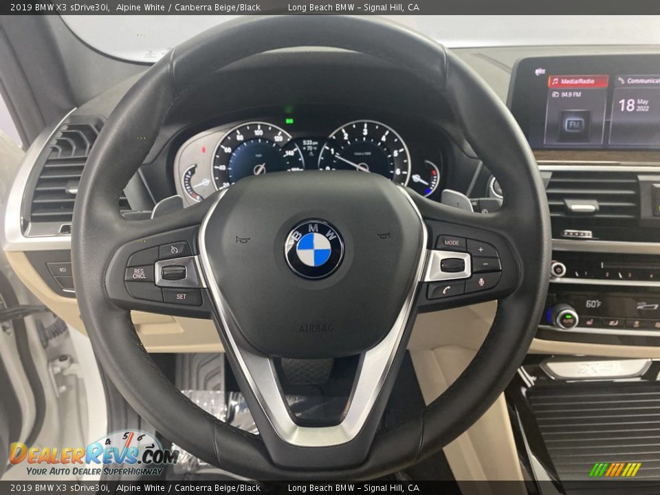 2019 BMW X3 sDrive30i Alpine White / Canberra Beige/Black Photo #17