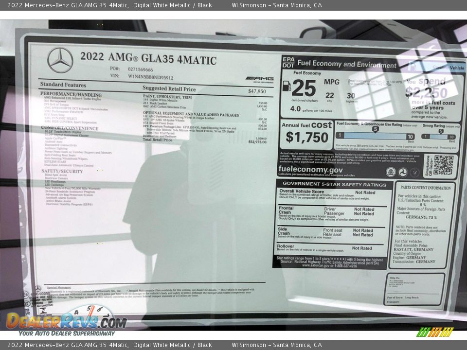 2022 Mercedes-Benz GLA AMG 35 4Matic Digital White Metallic / Black Photo #13