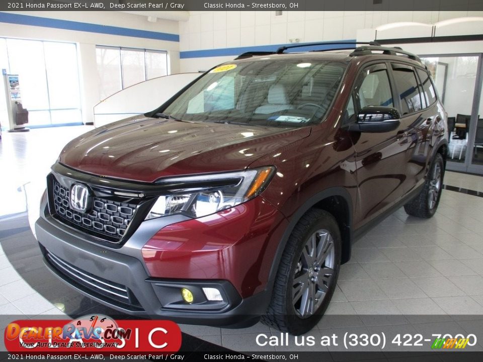 2021 Honda Passport EX-L AWD Deep Scarlet Pearl / Gray Photo #1