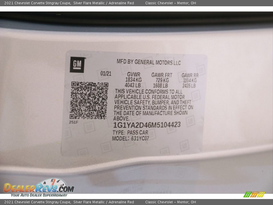 2021 Chevrolet Corvette Stingray Coupe Silver Flare Metallic / Adrenaline Red Photo #22