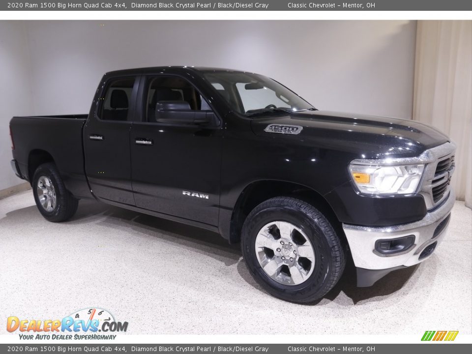 2020 Ram 1500 Big Horn Quad Cab 4x4 Diamond Black Crystal Pearl / Black/Diesel Gray Photo #1