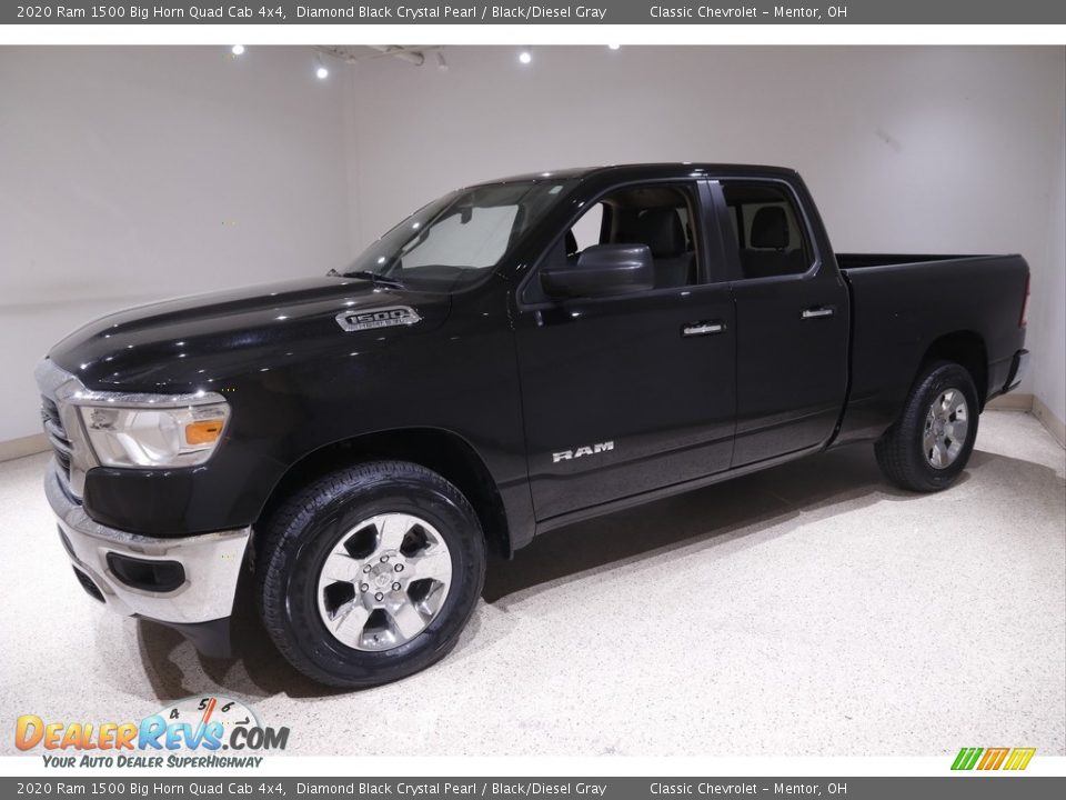 2020 Ram 1500 Big Horn Quad Cab 4x4 Diamond Black Crystal Pearl / Black/Diesel Gray Photo #3