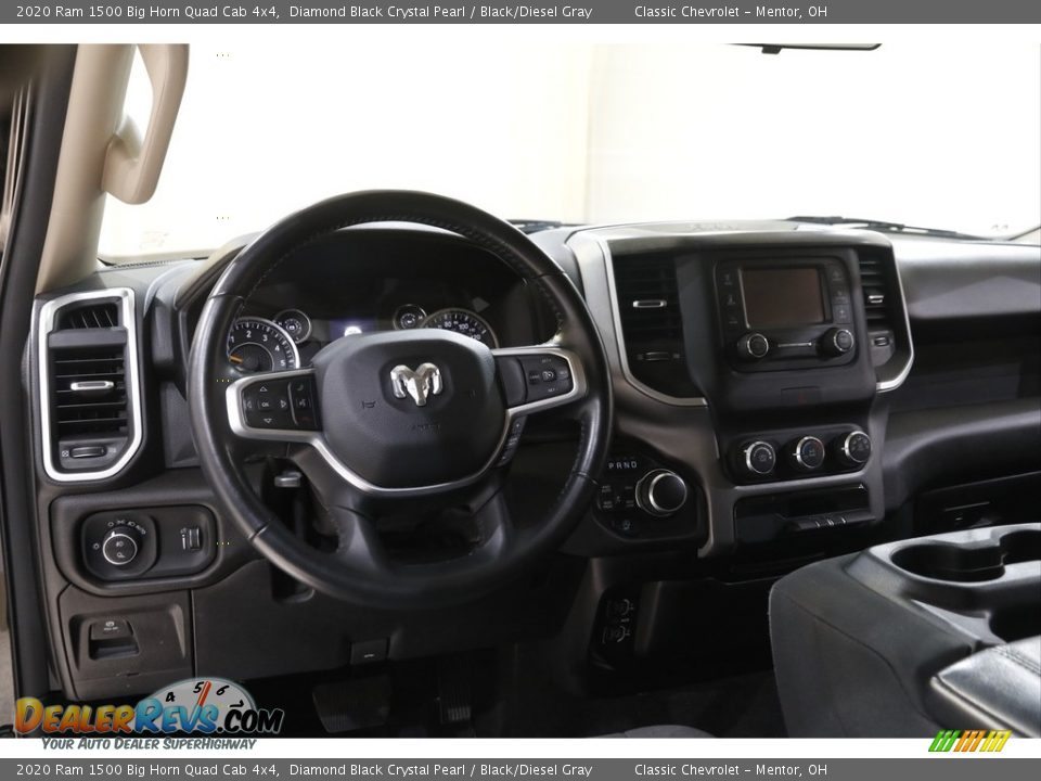 2020 Ram 1500 Big Horn Quad Cab 4x4 Diamond Black Crystal Pearl / Black/Diesel Gray Photo #6
